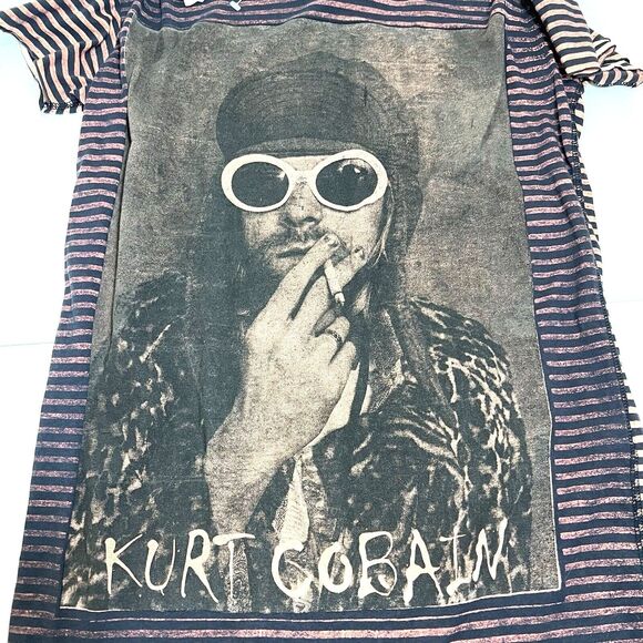 House of the Gods Nirvana Kurt Cobain Tee Women M Peach Stripe Band Y2K NWT - Picture 11 of 11
